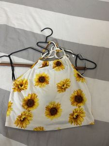 Sunflower Print Halter Top
