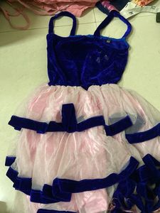 Blue Velvet & Pink Tulle Party Dress