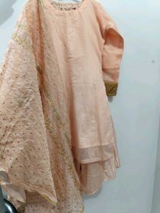 Elegant Peach Embroidered Kurta Set