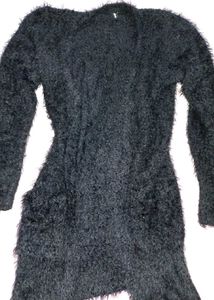 Furry Black Cardigan