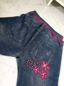 Embellished Blue Denim Leggings
