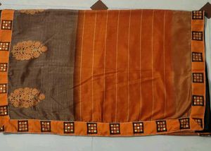 Elegant Orange &amp; Brown Saree