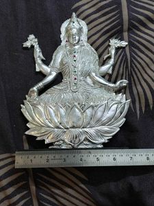 Silver Lakshmi Idol on Lotus