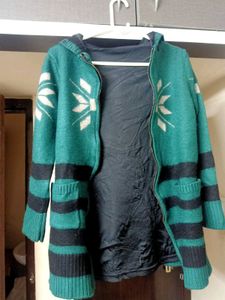 NEW Women's Green Hooded Knit Jacket