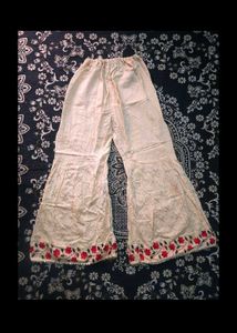 Cream Kurta Set with Red Embroidery