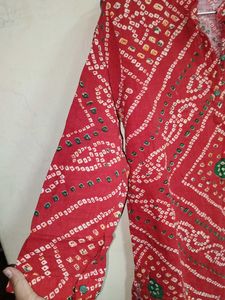 Red Bandhani Print Kurta