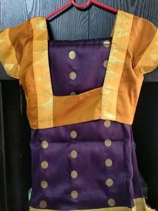 Designer Purple Saree with Orange Blouse