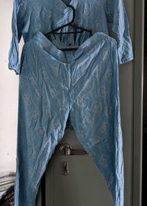 Light Blue Printed Kurta Set🍀