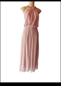 Elegant Pink Halter Maxi Dress