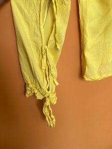 Lemon Yellow Sleeve Tie Up Top
