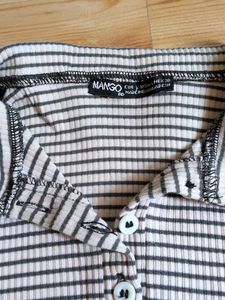 Striped Cropped Polo Shirt