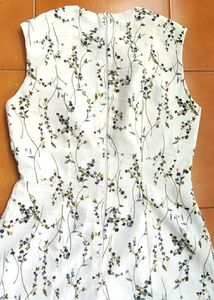 Korean White Floral Print Dress