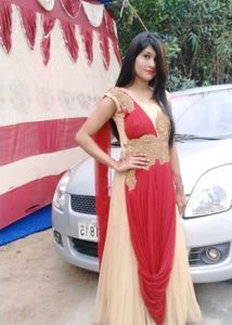 Elegant Red &amp; Beige Ethnic Gown