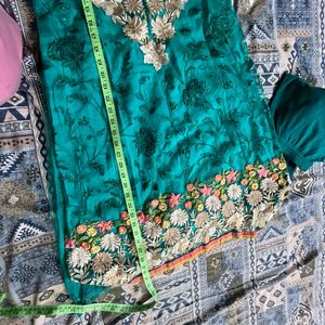 Beautiful Teal Kurta Set with Intricate Embroidery