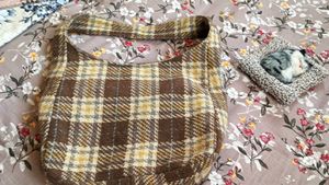 Tweed Hobo Bag with Bow Accent