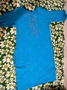 Beautifully Embroidered Teal Kurta