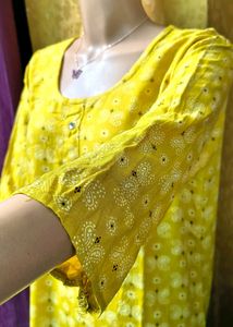 Vibrant Yellow Printed Kurta beautiful look