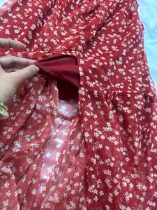 Rusty red Floral Off-Shoulder Maxi Dress