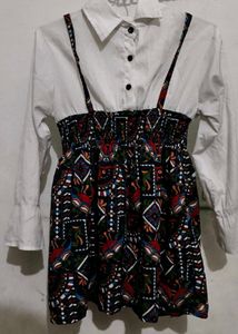 Stylish Printed Shirt Style Top – Good Condition