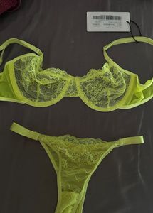 Neon Lace Bra & Thong Set