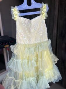 Chic Yellow Ruffled Party Dress