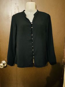 Elegant Black Button-Down Blouse
