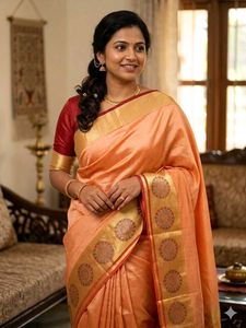 Elegant Peach Silk Saree
