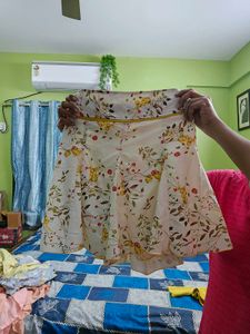 Yellow Kurta with Floral Skirt Set