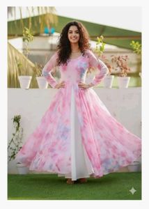 Elegant Pink Tie-Dye Maxi Dress one psc