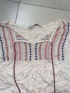Short White Kurti Top