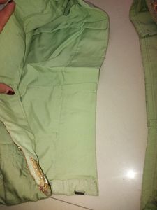 Green Crop Top And Skirt With Designer Sleeves