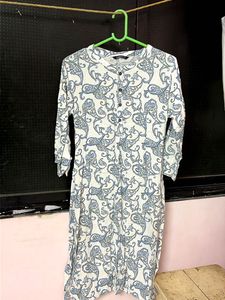White Paisley Print Kurta