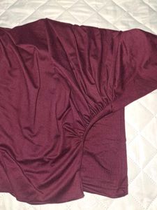 Maroon Turtleneck Ruched Top