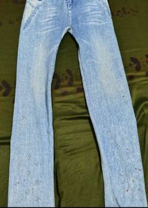 Light Wash Embellished Flare Jeans