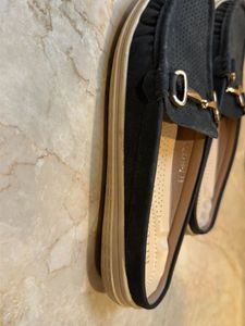 Stylish Black Mules with Gold Buckle