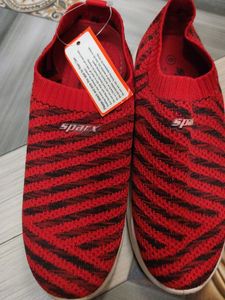 Red &amp; Black Striped Slip-On Shoes