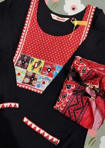 black and red kurta set