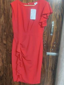 Chic Red Dress with Ruffle Detail