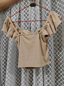 Ruched Off-Shoulder Ruffle Top