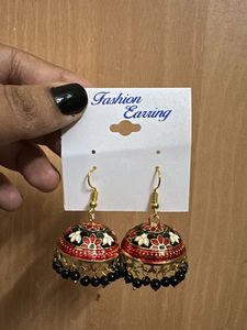 jaipur Red & Black Jhumka Earrings