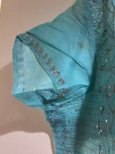 Teal Kurta 4 piece set with Sequins
