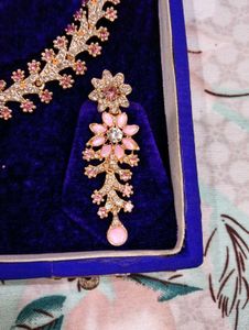 Stunning Pink Stone Necklace &amp; Earring Set