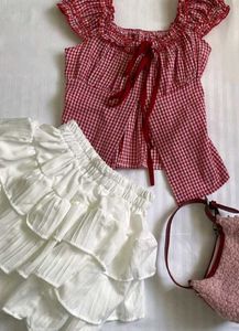 Red Gingham Tie-Front Top
