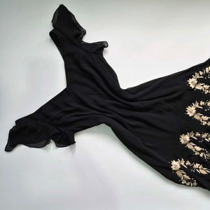 Y2K Black Embellished Dress with Floral details