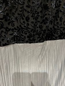 Elegant Black Lace &amp; Silver Ombre Maxi Dress