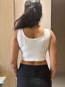 Ribbed White Cropped Tank Top