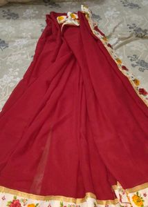 Floral Border Maroon saree