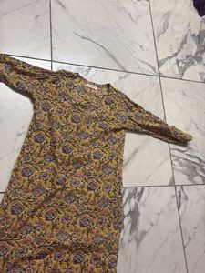 Yellow Block Print Kurta