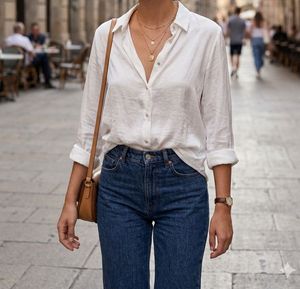 Elegant White Button-Up Blouse