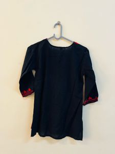 Black Kurta with Red Embroidery